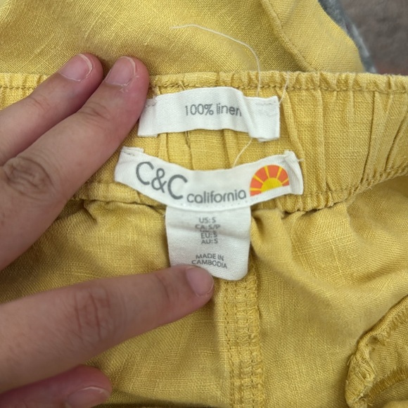 C&C California 100% Linen Short - Yellow (S) - Picture 3 of 3